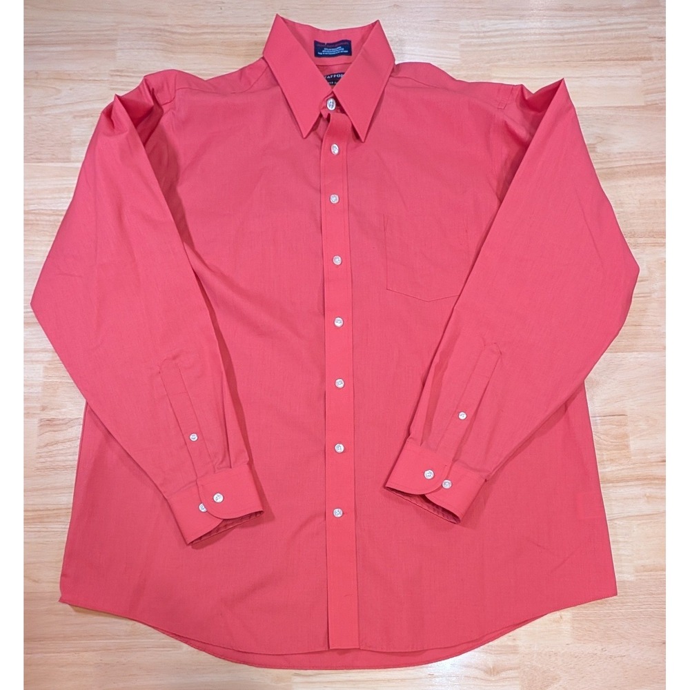 Stafford Performance The Super Shirt Mens 17.5 36-37 Classic Fit Salmon Pink